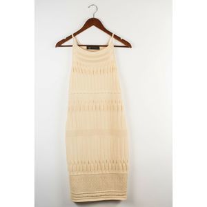 Versace Medium Cream Ribbed Knit Midi Dress